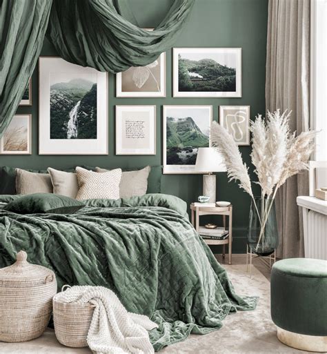 Stunning Gallery Wall Green Bedroom Hogwarts Posters Oak Frames