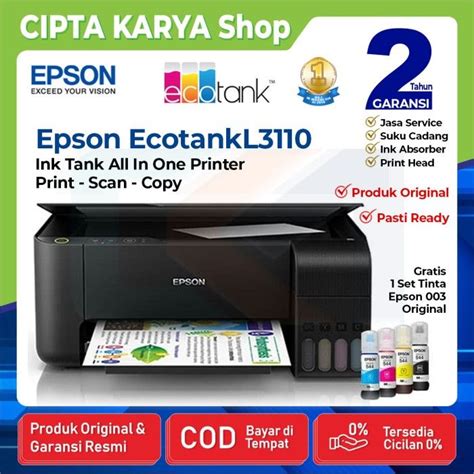 Printer Epson L3110 Eco Tank All In One Pengganti L360 L 360 Lazada Indonesia