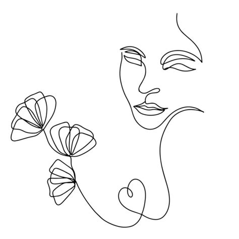 Woman Face Minimalist Abstract One Line Art Stock Vector By ©9george