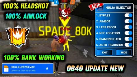 Ob40 Free Fire Hack 👀 Auto Headshot Injector Free Fire Mod Menu Hack