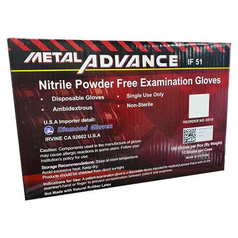 Diamond Gloves® Metal Advance Black Nitrile Gloves Xl Case Perris