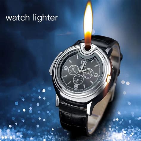 Montre En Métal Avec Briquet À Flamme Nue Pour Hommes Accessoire De