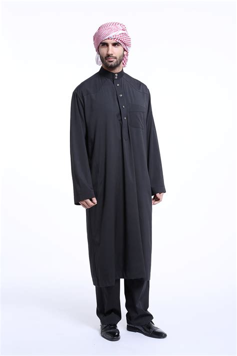 Men Muslim Dress Saudi Style Thobe Robe Islamic Kaftan Abaya Arab Dubai