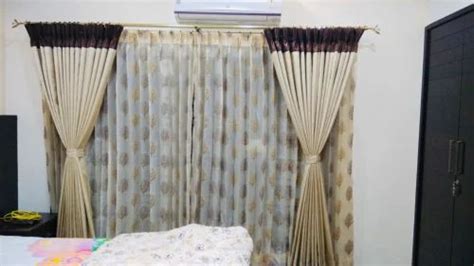 White And Brown Polyester Plain Window Curtain At In Bengaluru Id