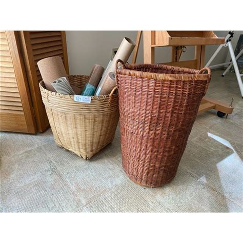 2 Wicker Baskets And Liners