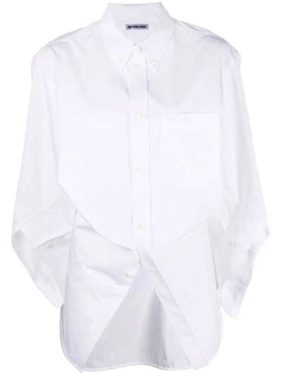 Balenciaga Swing Twisted Oversize Poplin Shirt In White Modesens