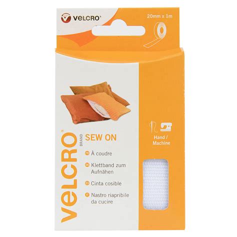 VELCRO Brand Sew On Hook Loop Tape 20mm X 1m White