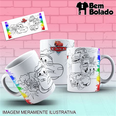 Caneca Carros Relâmpago Macqueen para Colorir Brinde Elo7