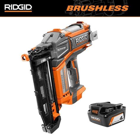 Ridgid V Brushless Cordless Gauge In Brad Nailer With Ah