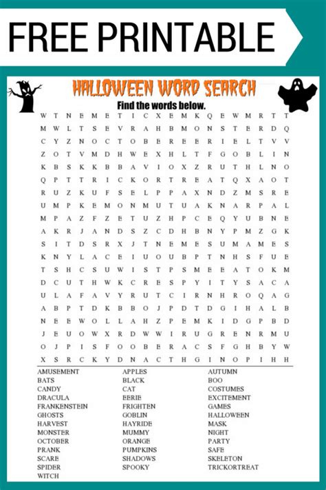 Halloween Word Search Printable (FREE Download!)