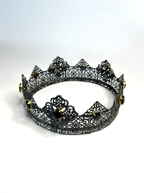 King Crown For Men Black Gothic Crown Queen Medieval Crown Etsy