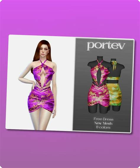 Free Dress By Portev Sims 4 CC In 2024 Free Dresses Sims 4