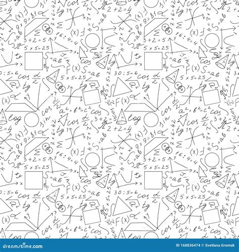 Math Physics Seamless Pattern On White Background Mathematical