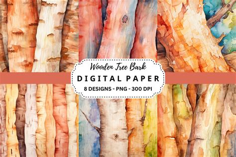 Wooden Tree Bark Digital Paper Graphic By Pcudesigns · Creative Fabrica