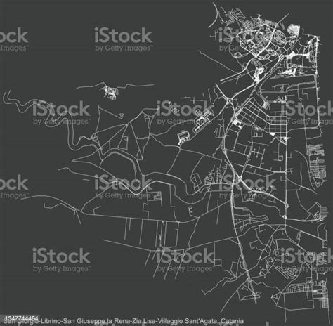 Ilustración De Mapa De Calles Negativo Oscuro Del Distrito De San Giorgiolibrino San Giuseppe La