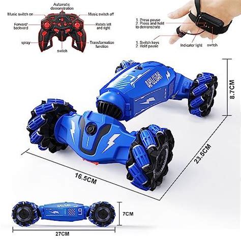 Loozix Upgraded Hand Gesture Sensing Rc Stunt Car With Lights Music Spray Fog Steam Gesture Rc