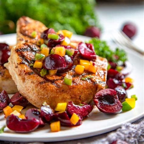 Grilled Pork Chops And Cherry Salsa Kevin Is Cooking