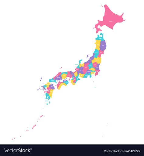 Japan Political Map Of Administrative Divisions Vector Image