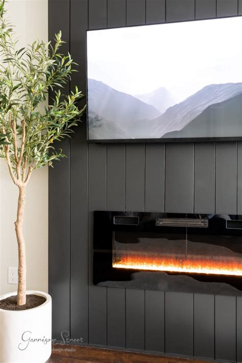 Modern Diy Electric Fireplace And Shiplap Tv Wall Garrison Street