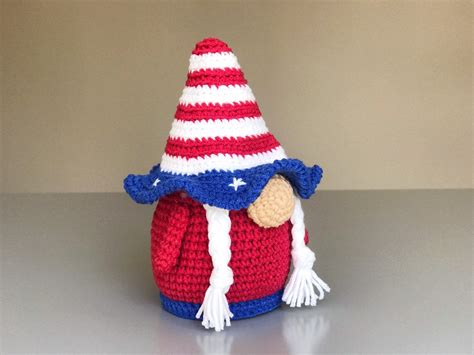 Patriotic Gnome Crochet Pattern Pdf Independence Day Usa Etsy