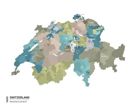 Mapa De Suiza Con Divisiones Administrativas Ilustraci N Del Vector