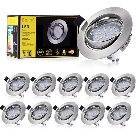 Spot Led Encastrable Orientable Gu10lot De 10 Lampe Blanc Neutre 4500k De Plafond 6w Plafonnier