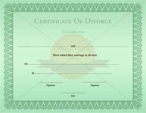 Certificate Of Divorce Template