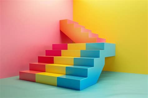 Premium Photo A Staircase With Colorful Steps