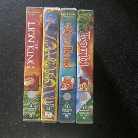 Walt Disney Vhs Bundle Lion King Aladdin Bambi The Fox And The