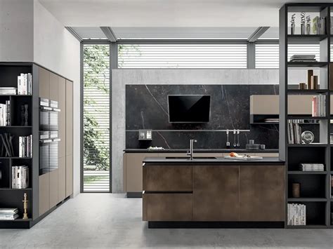 Cucina Moderna Liberamente Grigio Selce Ed Oxide Bronze Di Scavolini