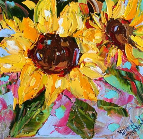 Original Oil Painting Summer SunFlowers Impasto Palette Etsy