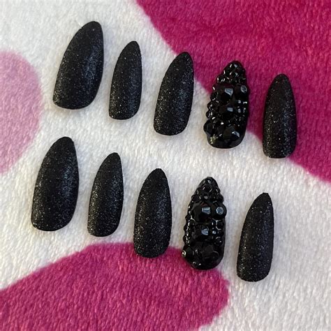 Handmade Black Press On Nails Set Each Purchase Depop