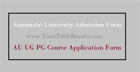 Annamalai University Admission Form Au Ug Pg Course