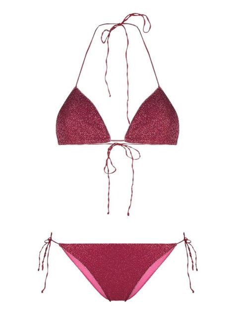 Buy Oseree Metallic Effect Bikini Red At 33 Off Editorialist