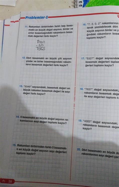 4 sınıf matematik turbo kitabı sayfa 28 1 kitap çok aciiilllcevap