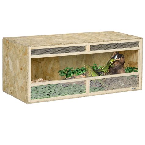 Pawhut Terrarium En Bois Osb Pour Reptiles Avec Porte Coulissante En