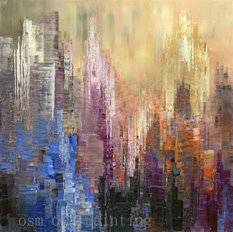 Handmade Abstract Cityscape Paintings Calligraphy Wall Artwork Hand