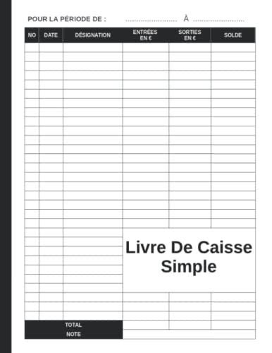 Livre De Caisse Simple Journal recettes dépenses Grand Format A4