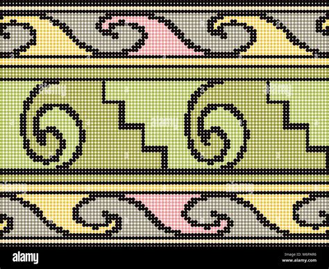 Halftone Colorful Seamless Retro Pattern Primitive Spiral Curve Wave