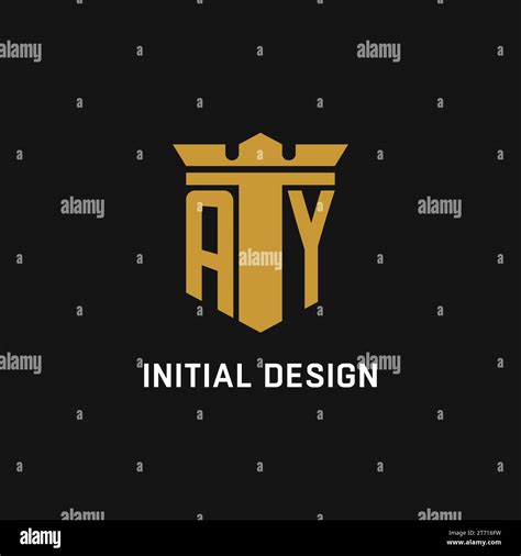 Ay Initial Logo With Shield And Crown Style Design Ideas Stock Vector