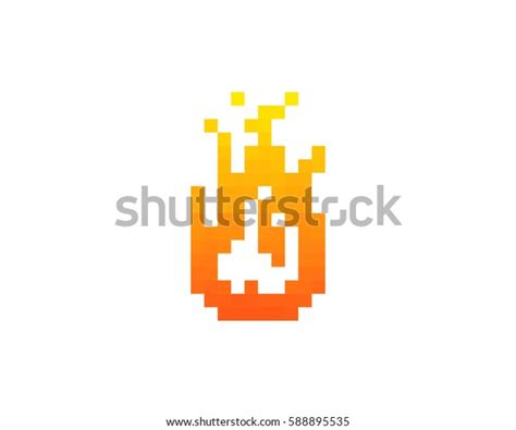 Pixel Fire Logo Design Element Stock Vector (Royalty Free) 588895535 ...