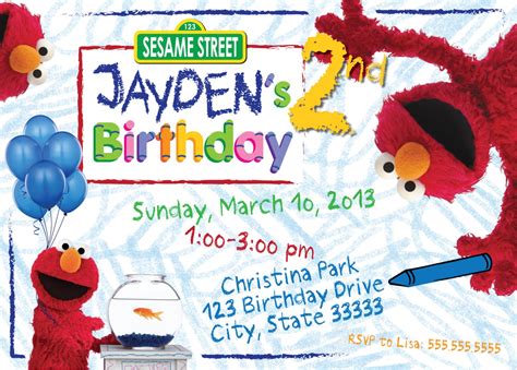 Elmo's World Customizable Birthday Invitation digital