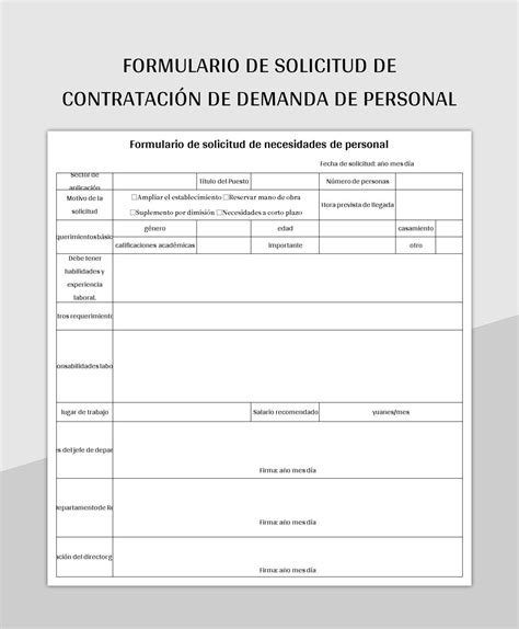 Plantilla De Formato Excel Formulario De Solicitud De Contratación De