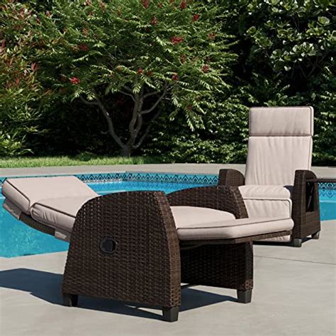 Grand Patio Indoor Outdoor Moor Lay Flat Recliner PE Wicker With Flip