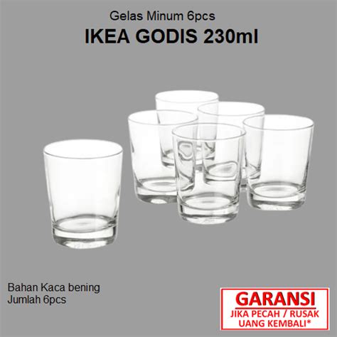 Gelas IKEA GODIS Gelas MInum Kaca Bening Polos 230ml Isi 6pcs Lazada