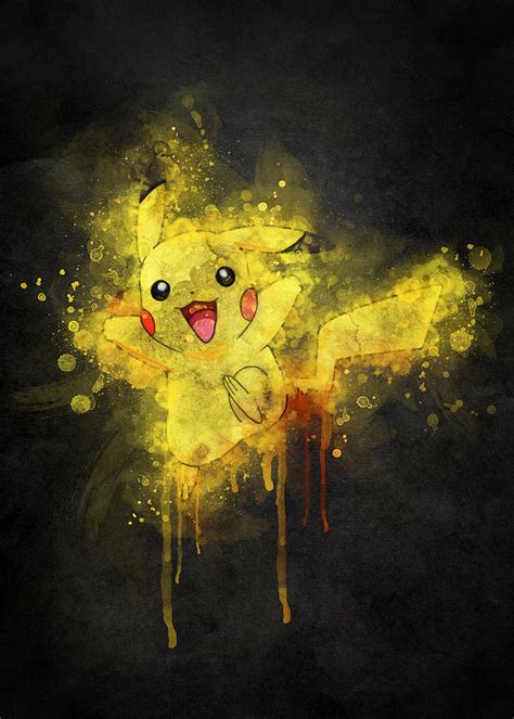 Pikachu Watercolor Portrait Digital Art By Jo Kiwi Fine Art America