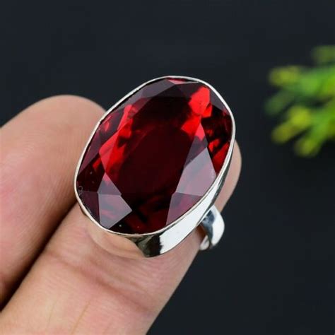 Mozambique Garnet Gemstone Sterling Silver Gift Jewelry Ring Size