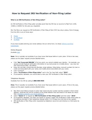 Fillable Online How To Request IRS Verification Of Non Filing Letter
