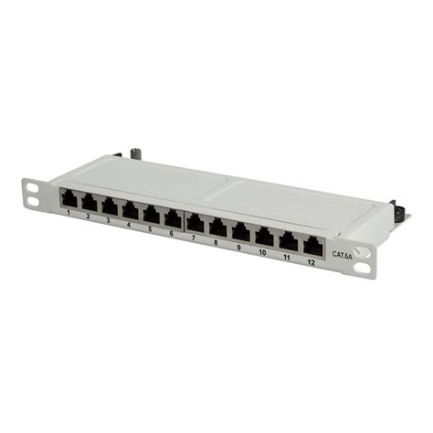 Cat 6A Patch Panel 12 Port 10 STP Half Unit Height Grey Lets Sell