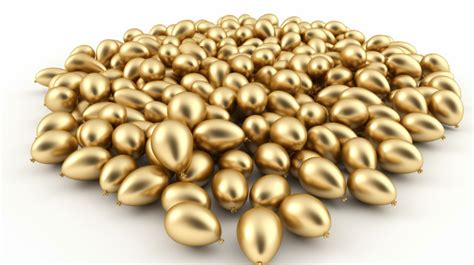 Gold Balloons Background 3d Rendering Gold Isolated Over White